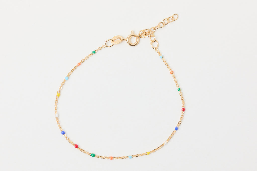 Armband Gold bunte Perlen Emaille