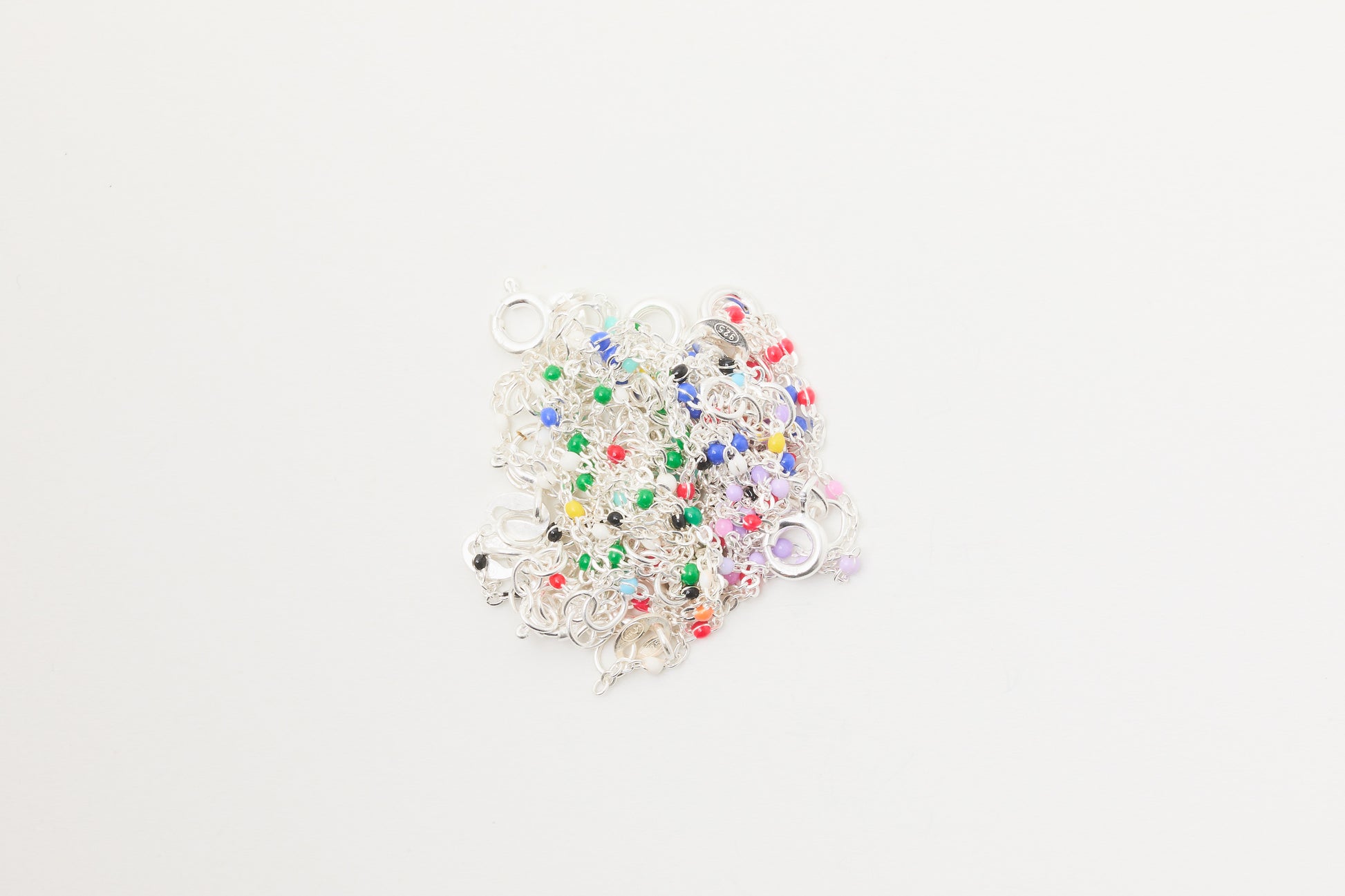 Armband Silber bunte Perlen Emaille