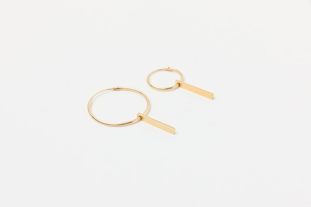 Stab Creolen Hoops Gold 9 Karat 375 Bar