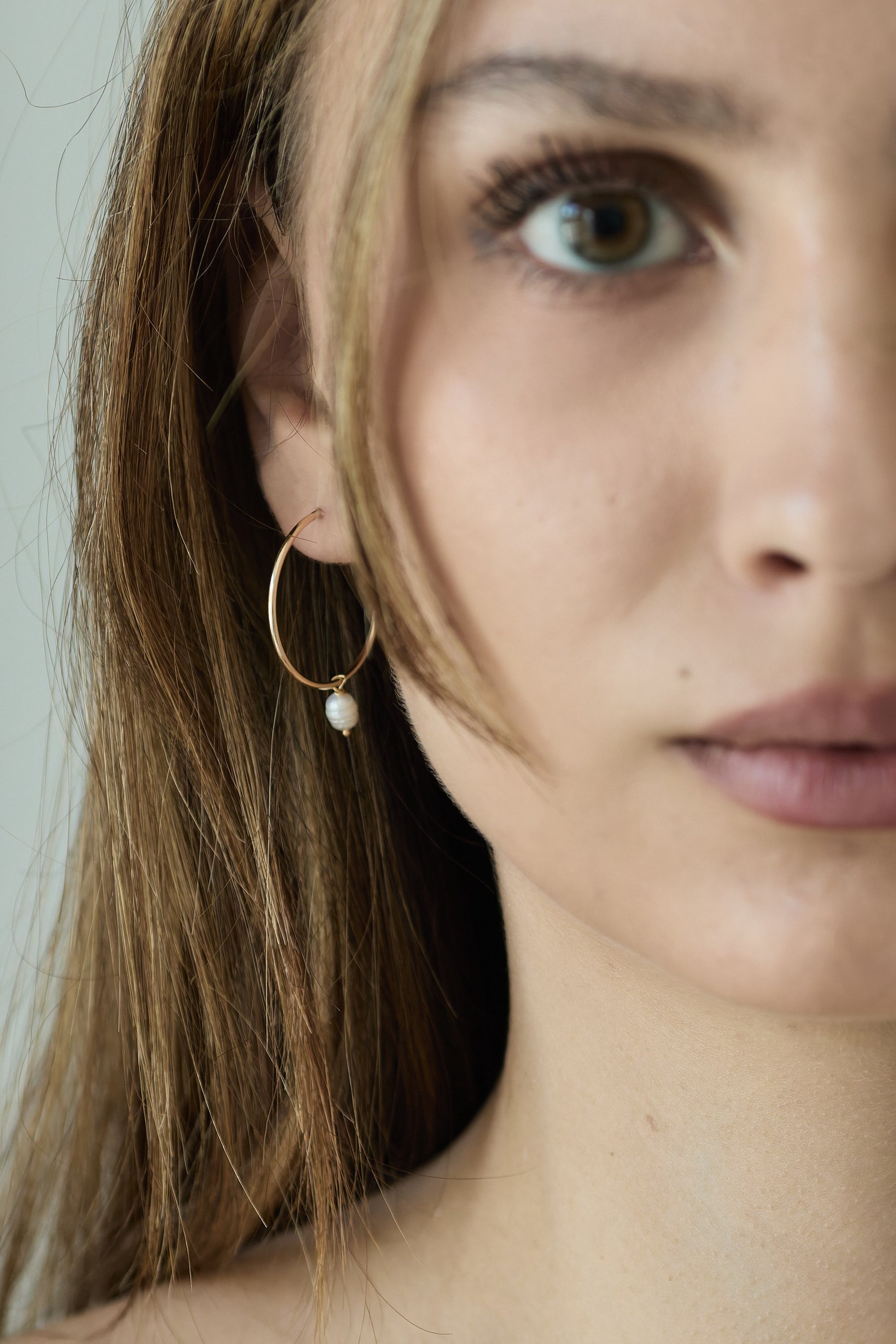 Creolen Hoops Perle Gold
